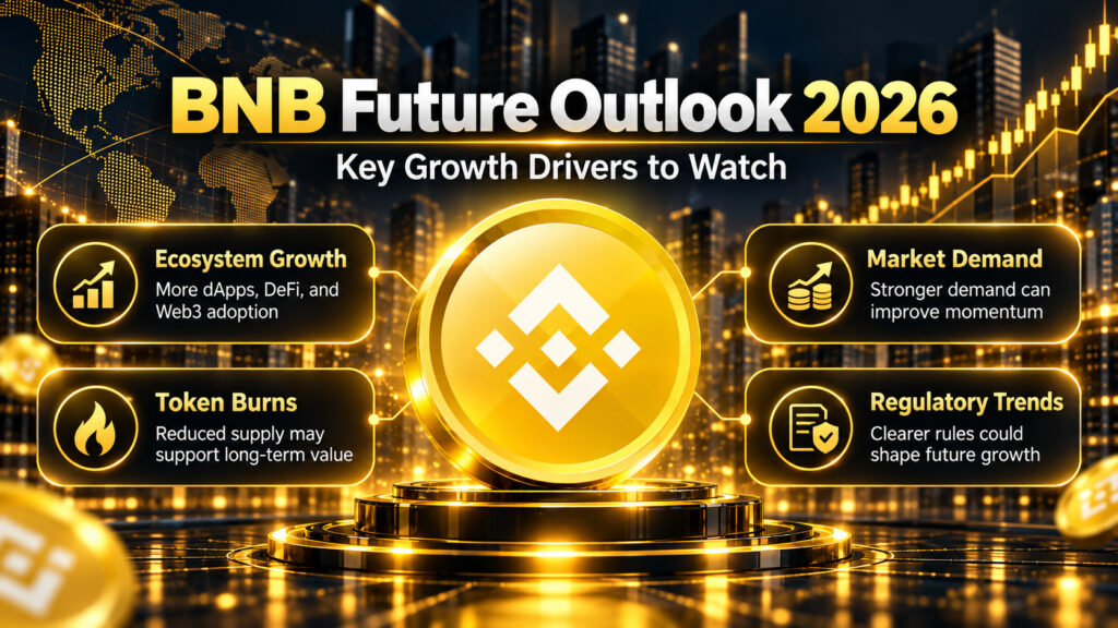 BNB future outlook 2026 showing ecosystem growth market demand and blockchain adoption