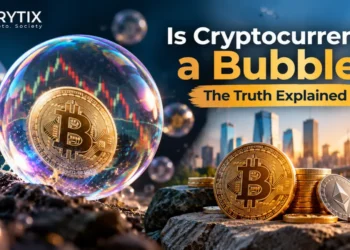 Cryptocurrency a Bubble? Bitcoin inside a bubble with crypto market charts