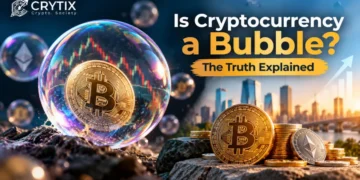 Cryptocurrency a Bubble? Bitcoin inside a bubble with crypto market charts